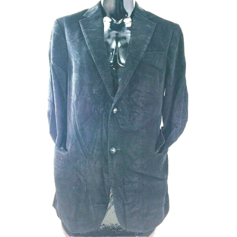 Dockers Men's Size 44 Black Blazer Button Pocket Corduroy Sports Coat Jacket